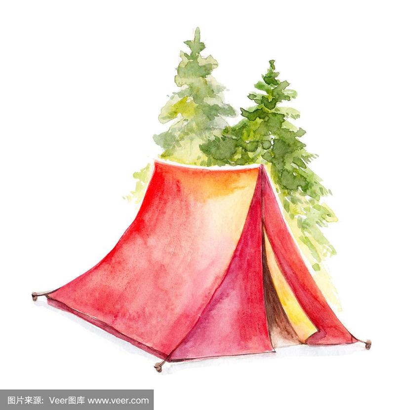 休闲帐篷手绘画的相关图片